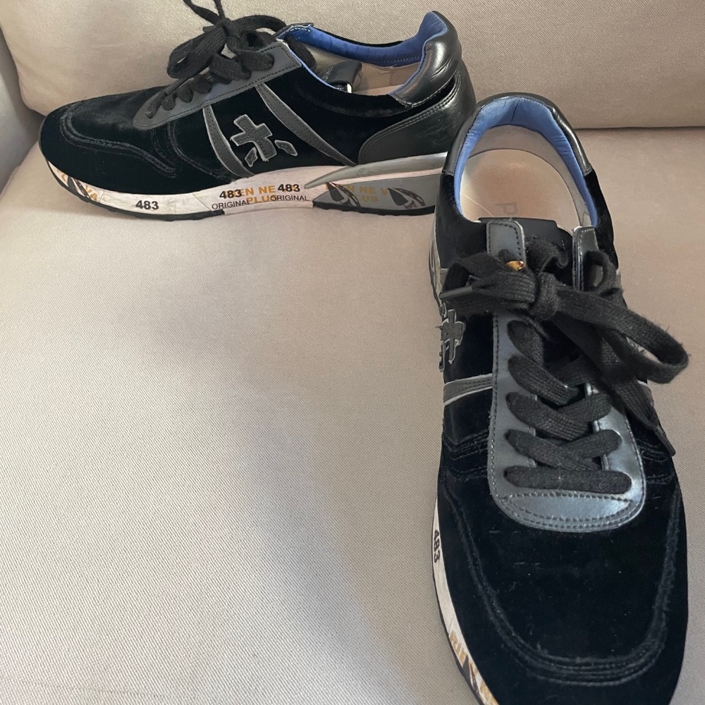 Premiata Black Velvet Street Shoes